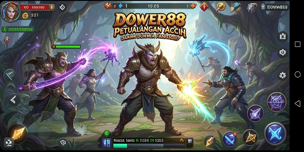Screenshot gameplay DOWER88 menunjukkan aksi epik dalam pertarungan ARPG.