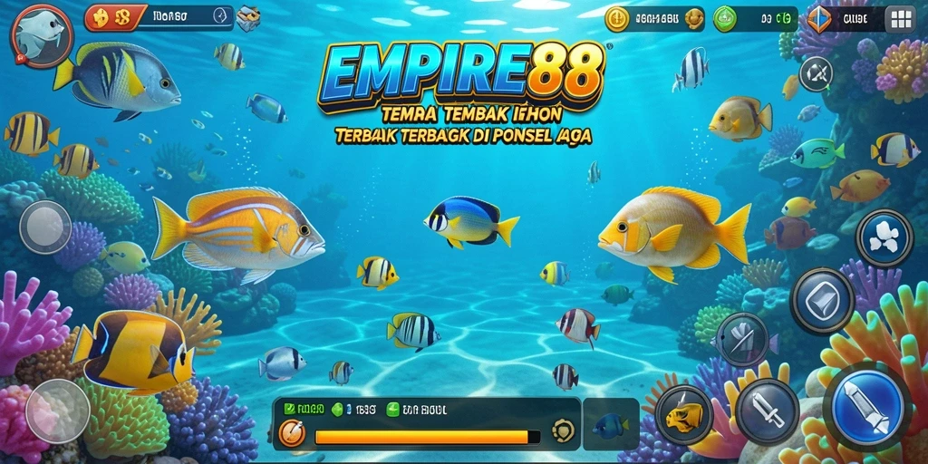 Tampilan utama gameplay seru dari EMPIRE88 saat menembak ikan.