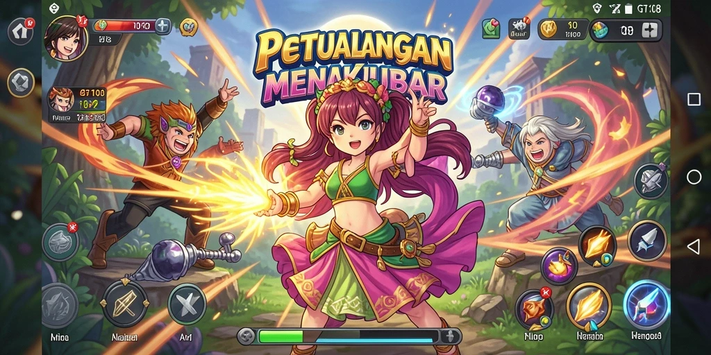 Tampilan gameplay GT108 yang penuh warna dan dinamis.