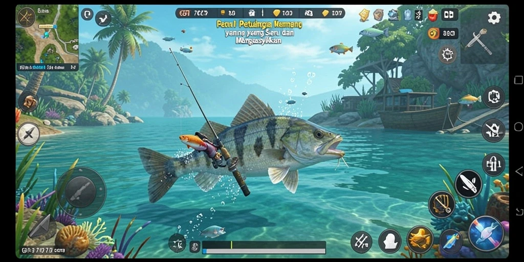 Tampilan gameplay GT777 yang menggambarkan momen memancing yang menegangkan dan penuh warna.
