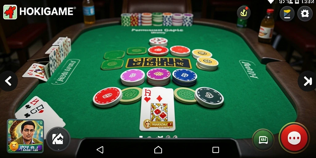 Tampilan gameplay seru HOKIGAME dengan pemain Gaple aktif.