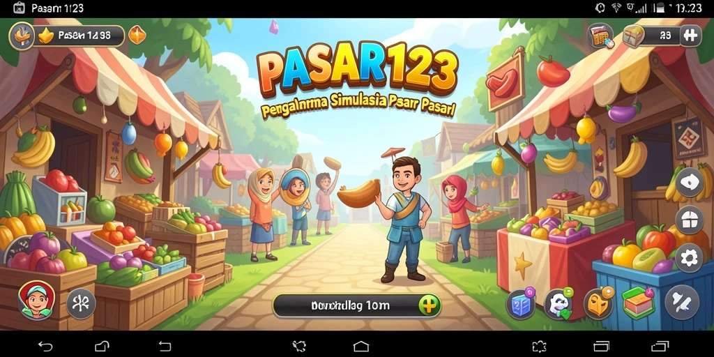 Tampilan menarik gameplay PASAR123 yang menggambarkan pasar virtual.