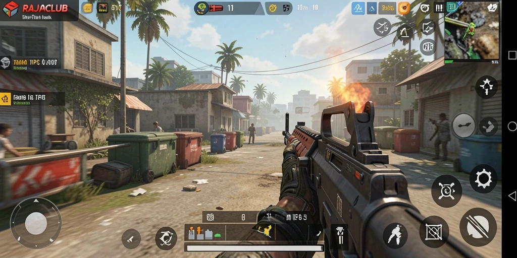 Tampilan gameplay <strong>RAJACLUB</strong> yang menegangkan dalam mode TPS.