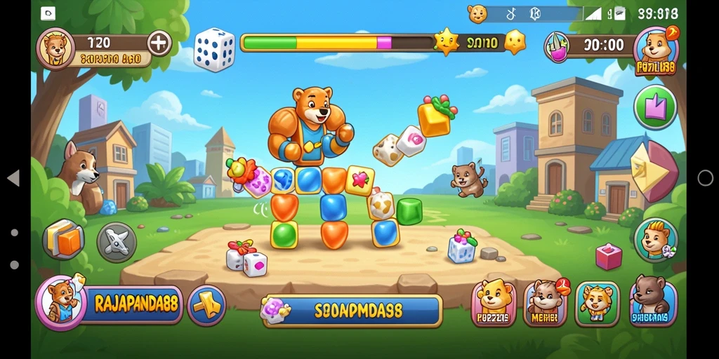 Gameplay seru RAJAPANDA88 dalam menyelesaikan puzzle.