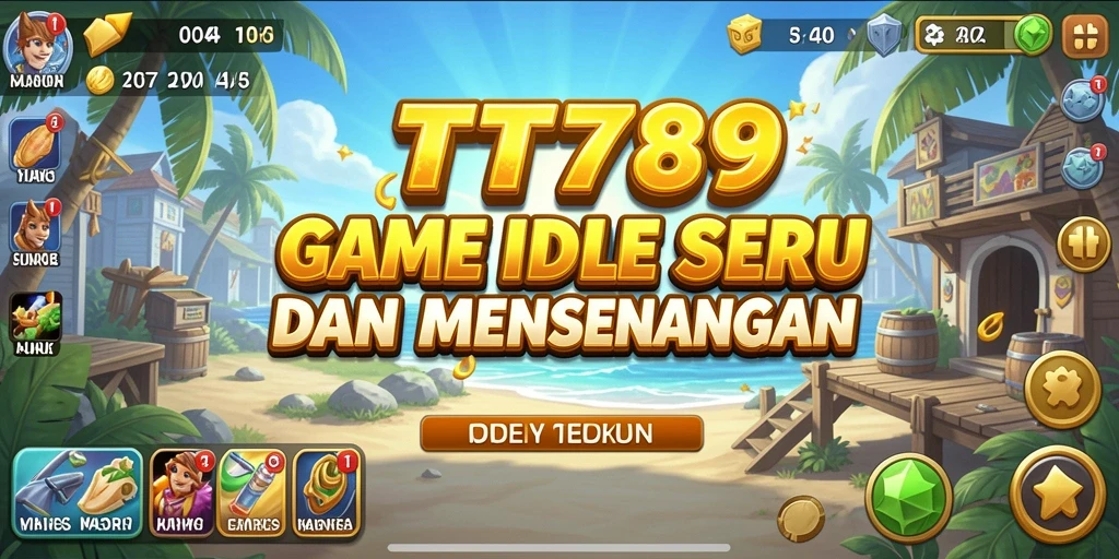 Screenshot gameplay TT789 menampilkan karakter mengumpulkan sumber daya secara otomatis.