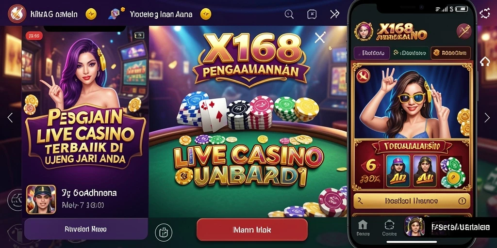 Screenshot X168 menampilkan gameplay Live Casino yang mendebarkan dan interaktif.